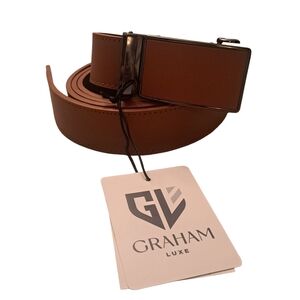 Graham Luxe Ratchet Belt Ochre Brown Adjustable 30–46 NWT